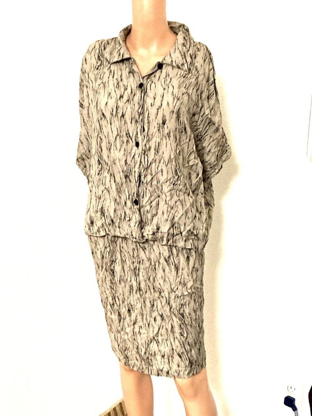 Vintage Melrose Women's 2pc Set Beige Black Matching Outfit S/M